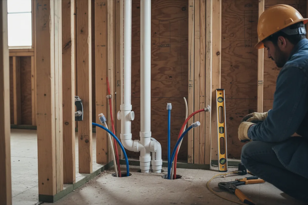 Drain and supply rough-in during Garbage Disposal Repair in Townsend